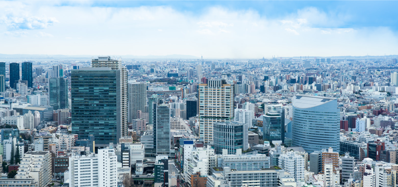 東京のビル群 上空写真